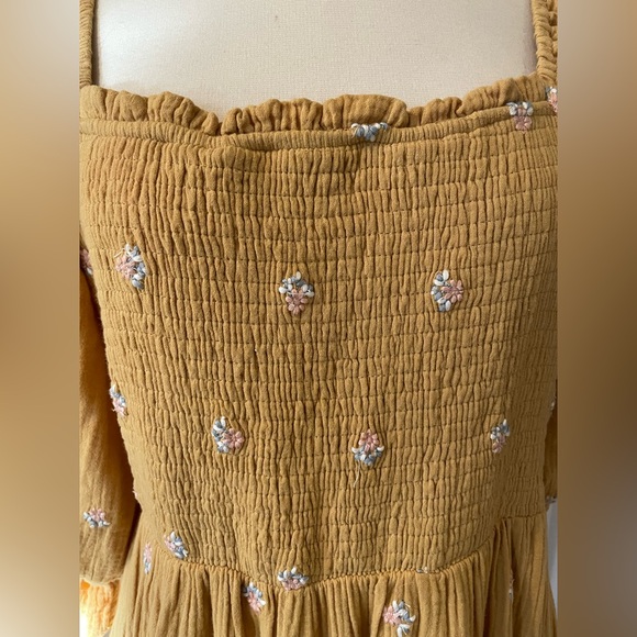 PIPER & SCOOT FLORAL MUSTARD MAXI DRESS SIZE M - Picture 2 of 8